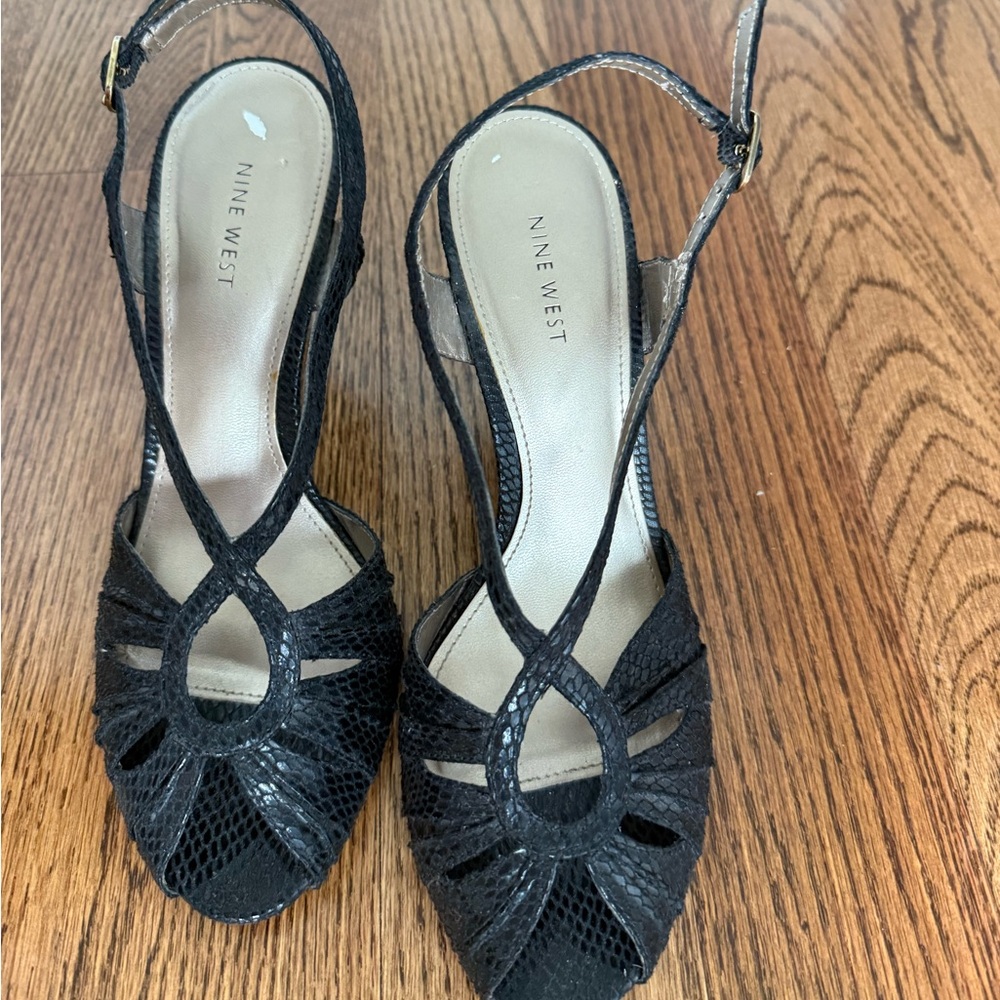 Nine West Black Strappy Heels